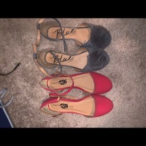 Flats two pairs grey and red